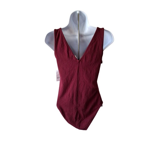 Gap V-Neck Sleeveless Bodysuit Womens Small Maroon - Picture 2 of 8